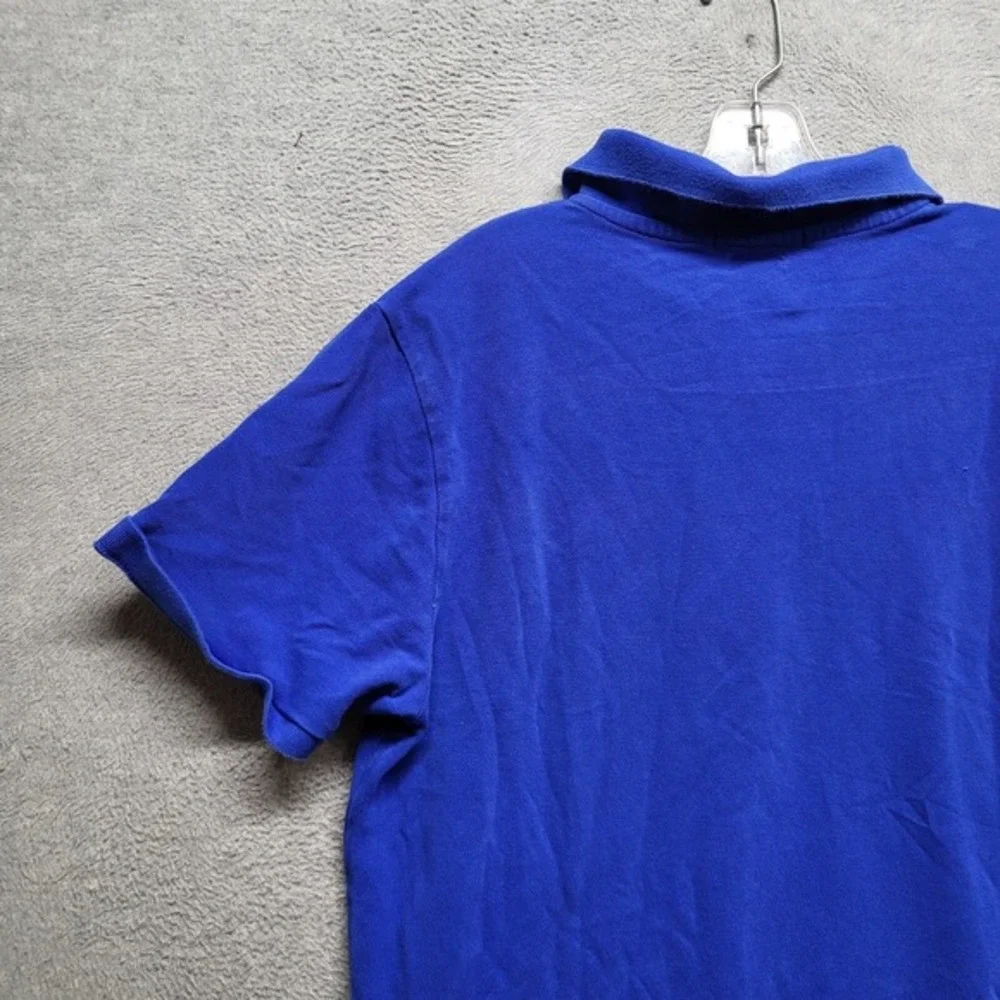 Polo Top Look Men Polo Shirt XL Blue Custom‎ Slim Fit Logo Short Sleeve Collar